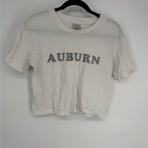 Auburn White Graphic Cropped Tee